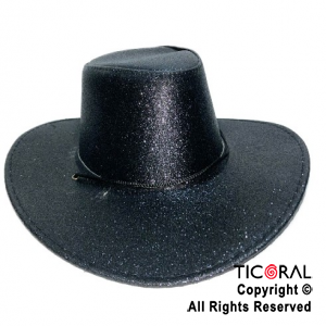 SOMBRERO COWBOY GLITTER NEGRO x 1